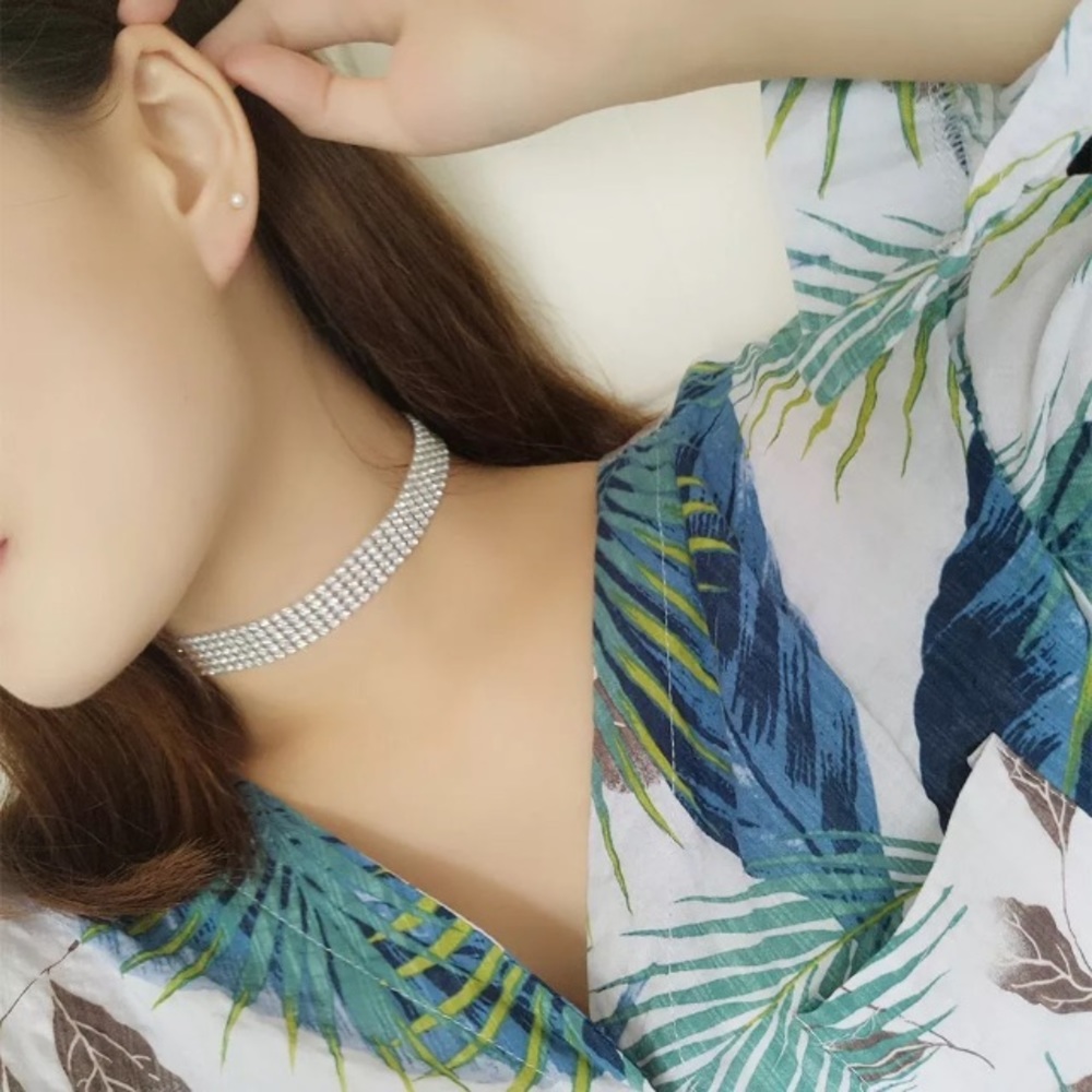 3 for $15 White crystal choker necklace